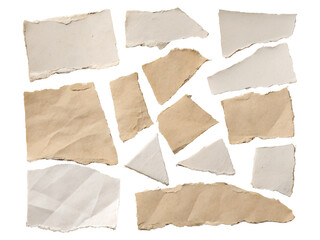 Ripped and Crumpled Paper Pieces Isolated on transparent background, Isolated Png, Isolated on transparent background, Isolated Png file, Cut-out, No Background, Isolated object