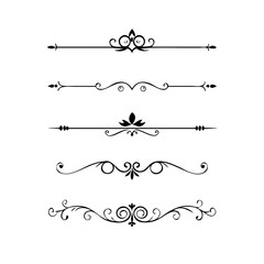 Fototapeta premium Set of Vintage decorative lines. text dividers. Line border. Lines , Borders, Underline elements. Vector illustration. Wedding decorative elements. Divider ornament borders vintage line separators. 