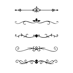 Obraz premium Set of Vintage decorative lines. text dividers. Line border. Lines , Borders, Underline elements. Vector illustration. Wedding decorative elements. Divider ornament borders vintage line separators. 