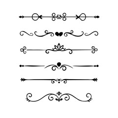 Set of Vintage decorative lines. text dividers. Line border. Lines , Borders, Underline elements. Vector illustration. Wedding decorative elements. Divider ornament borders vintage line separators. 