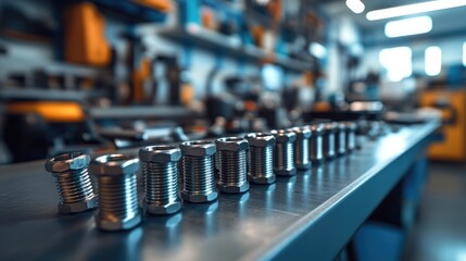 Metal components on work surface