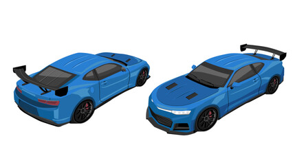 isometric view of sport racing speed street car vehicle