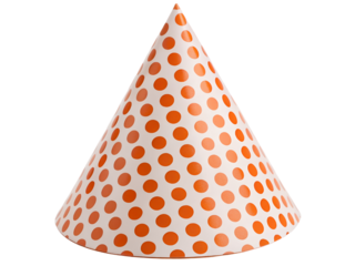 White Party Hat with Orange Polka Dots Isolated on transparent background, Isolated Png, Isolated on transparent background, Isolated Png file, Cut-out, No Background, Isolated object