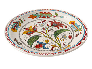 Ornate Floral Hand Painted Plate Isolated on transparent background, Isolated Png, Isolated on transparent background, Isolated Png file, Cut-out, No Background, Isolated object