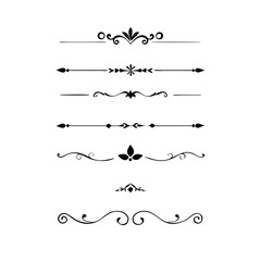 Set of Vintage decorative lines. text dividers. Line border. Lines , Borders, Underline elements. Vector illustration. Wedding decorative elements. Divider ornament borders vintage line separators. 