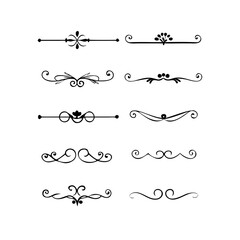 Fototapeta premium Set of Vintage decorative lines. text dividers. Line border. Lines , Borders, Underline elements. Vector illustration. Wedding decorative elements. Divider ornament borders vintage line separators. 
