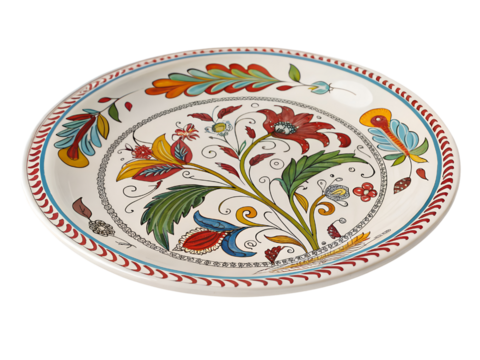 Ornate Floral Hand Painted Plate Isolated on transparent background, Isolated Png, Isolated on transparent background, Isolated Png file, Cut-out, No Background, Isolated object