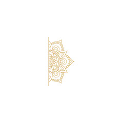 Elegant gold mandala half frame design vector illustration decorative element