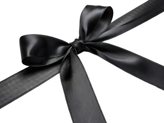 Elegant Black Satin Ribbon with Bow Isolated on transparent background, Isolated Png, Isolated on transparent background, Isolated Png file, Cut-out, No Background, Isolated object