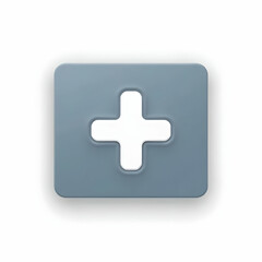 Obraz premium Adding Sign Icon on a Gray Square Button, Isometric Style