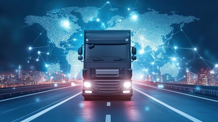 Logistics international delivery concept, World map with logistic network distribution on background.background for Concept of fast or instant shipping, Online goods orders worldwide