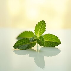 Fresh green mint leaves with vibrant textures in natural macro photography