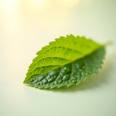 Fresh green mint leaves with vibrant textures in natural macro photography