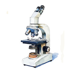 watercolor vector of Optical Microscope, isolated on a white background.