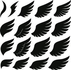 Seamless vector pattern with flying bird wings, ideal for tattoo or nature-inspired designs, featuring silhouettes of eagles, doves, and angels