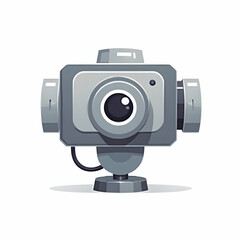 Fototapeta premium Isolated Gray Surveillance Camera on White Background