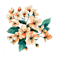 A bunch of peach blossoms light pink and white flowers generative AI
