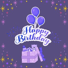 Bright children's greeting card Happy Birthday.