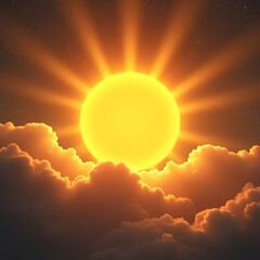 Radiant Sunburst with Golden Rays and Ethereal Glowing Light