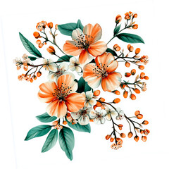A bunch of peach blossoms light pink and white flowers generative AI