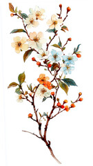 A bunch of peach blossoms light pink and white flowers generative AI