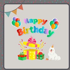 Bright children's greeting card, Happy Birthday.