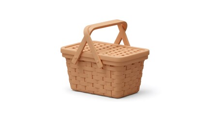 Pastel Peach Woven Picnic Basket Perfect for Outdoor Adventures