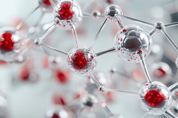 3d model of molecules with reflective surfaces.