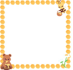 Bear, Honey Bee Square Frame Border