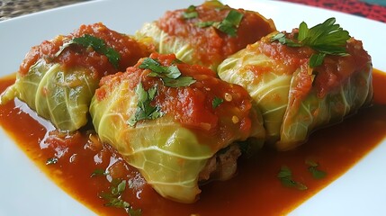 Delicious Cabbage Rolls simmering in rich tomato sauce a savory comfort food recipe perfect for a family dinner