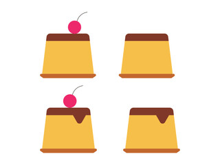 プリンのアイコンのイラストのセット