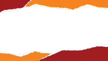 Abstract Red and Orange Torn Paper Layers with White Background