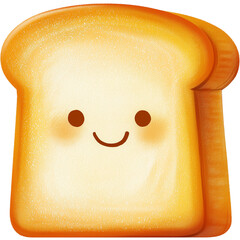 Smiling slice of toast bread with transparent background