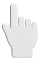 White hand cursor icon with an upward-pointing index finger on transparent background.