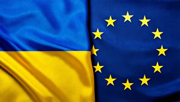 欧州旗とウクライナの国旗。(EU flag and Ukraine flag.)
- Powered by Adobe