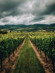 verdant fields, lush vinyards, summer POV, perfect photo.