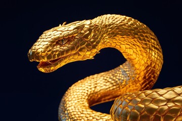 Fototapeta premium Detailed close-up of a golden serpent.