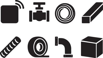 Industrial Hardware Vector Set – Sensor, Valve, Coil, Pipes, Steel & Container Icons