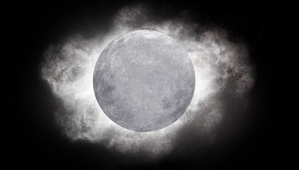 Silver Moon. 3D illustrations drawn on a tablet are used for graphic design work related to astronomy or other things.