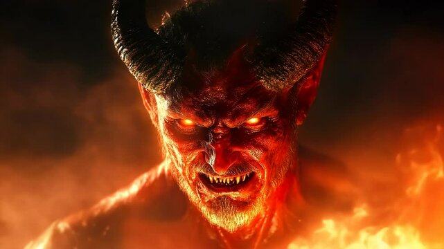 A demonic demon in the middle of a fire