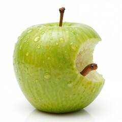 A group of fresh green granny smith apples isolated on a white background.
