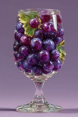 Ripe juicy purple grapes in a glass as a concept of winery 