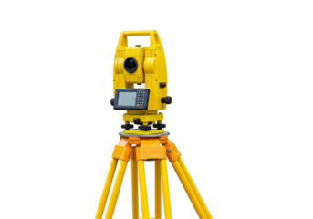 Isolated Yellow Total Station Surveying Instrument
