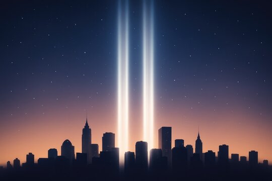 City skyline rememberance twin towers tribute