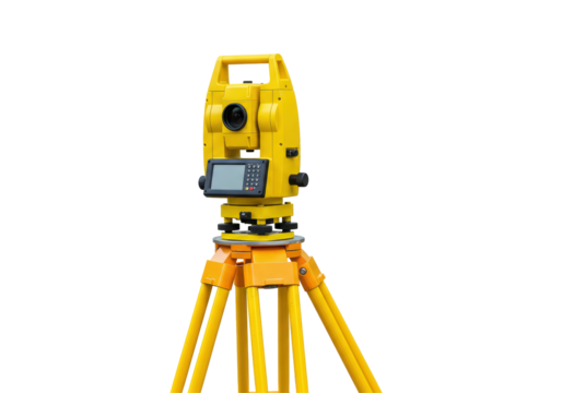 Isolated Yellow Total Station Surveying Instrument