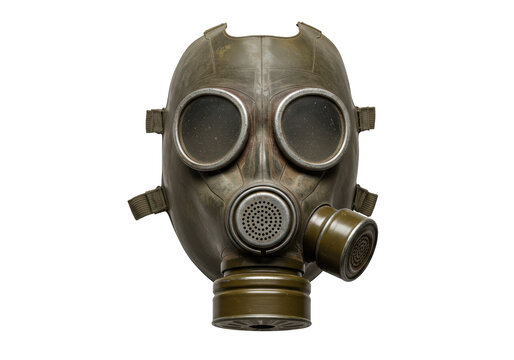 Isolated Olive Green Vintage Gas Mask