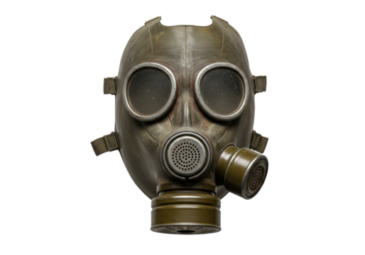 Isolated Olive Green Vintage Gas Mask
