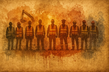 Construction workers team teamwork safety hard hats