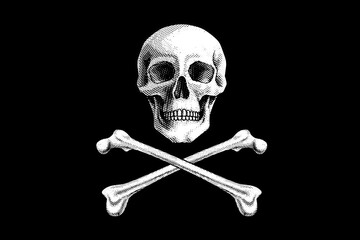 Pirate flag with skull and cross bones. Jolly Roger