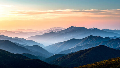 Layered Blue Mountains at Sunset